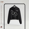 Women's "Home of the Champions" Cropped Oversize Half Zip Hoodie black