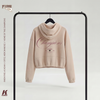 Women's "Home of the Champions" Cropped Oversize Half Zip Hoodie Sand